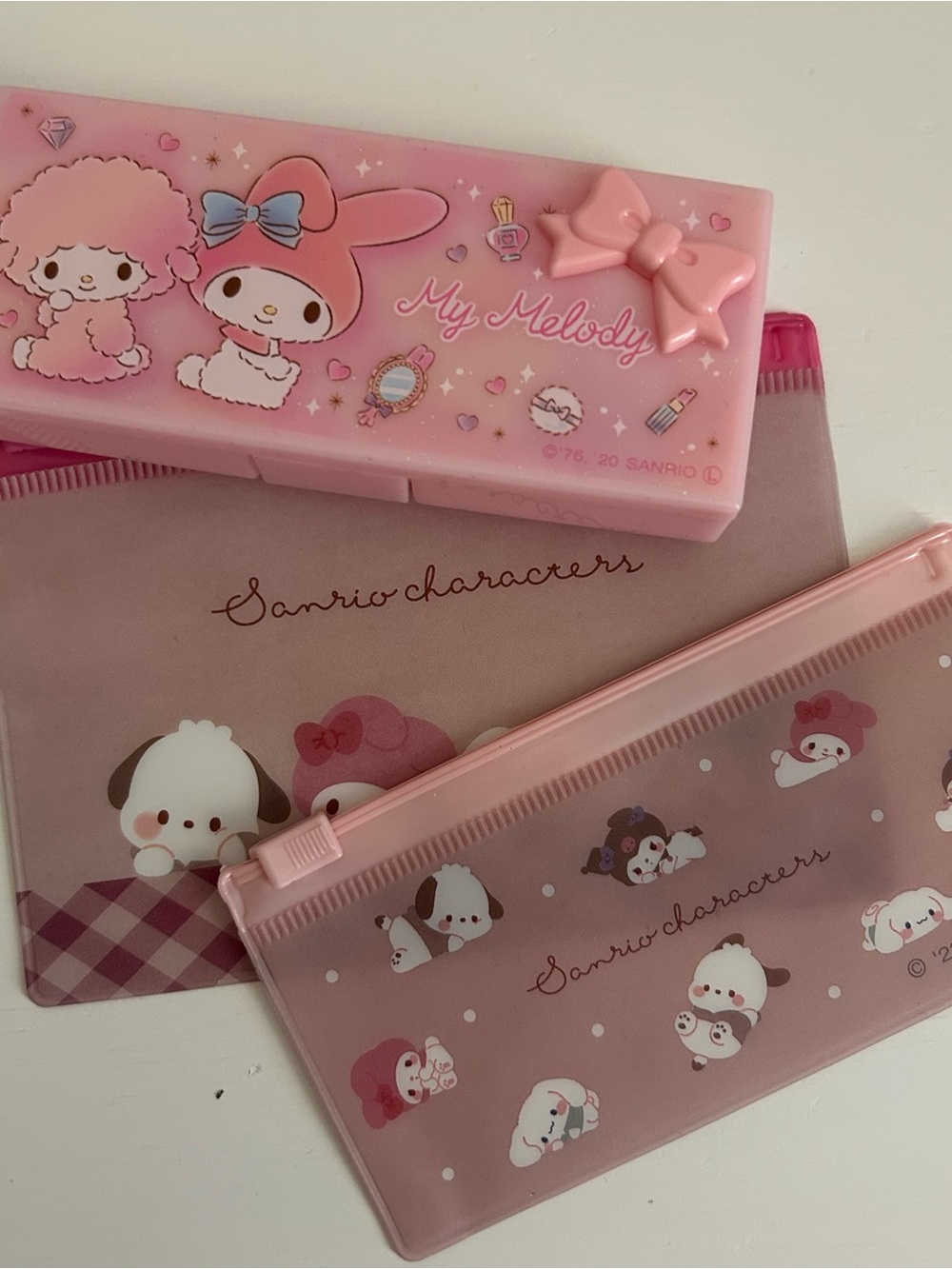 Daiso Sanrio Set My Melody and Piano Accessory Case and Pouches